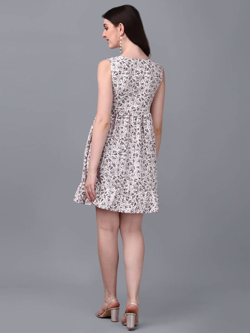 WILNERCROWN Floral Printed Cotton Flared Above Knee Length Dress for woment & girls.