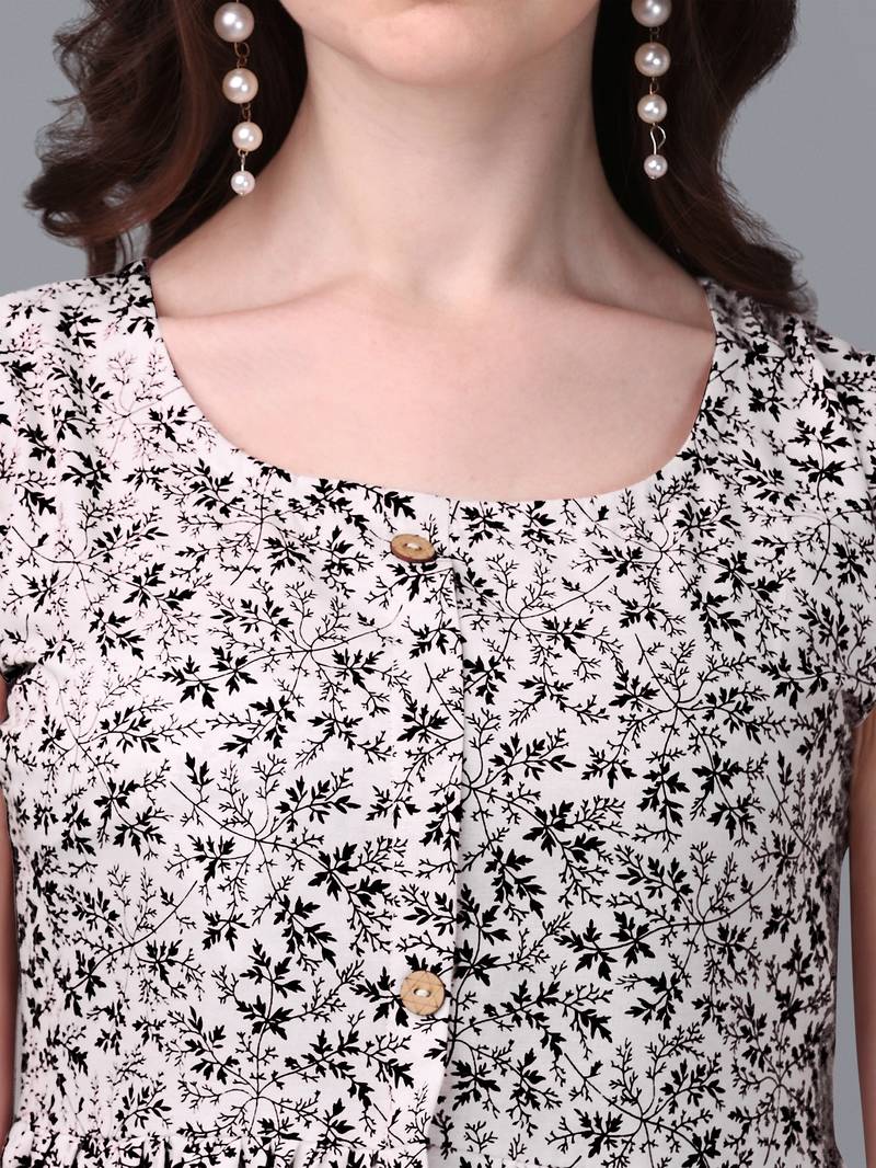 WILNERCROWN Floral Printed Cotton Flared Above Knee Length Dress for woment & girls.