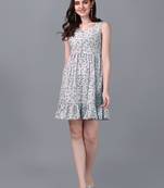  WILNERCROWN Floral Printed Cotton Flared Above Knee Length Dress for woment & girls.