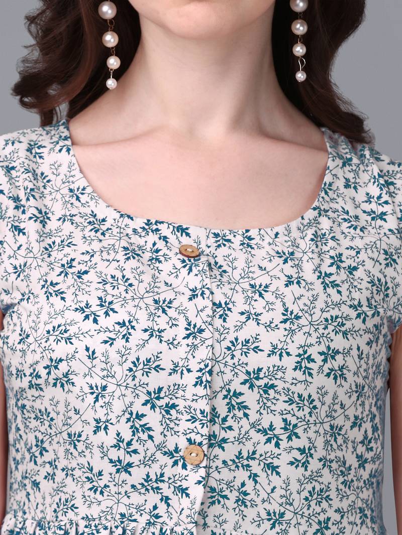  WILNERCROWN Floral Printed Cotton Flared Above Knee Length Dress for woment & girls.