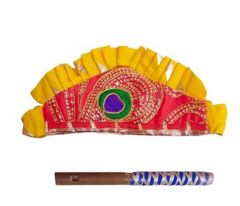 Aglare Krishna..Embroidered Angrakha Top ,kedia dress for Janmashtami and Navratri.BOY AND GIRL.Red yellow. 4