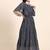 Fit & flared ruffled georgette butterfly sleeve maxi dress