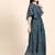Fit & flared ruffled georgette butterfly sleeve maxi dress