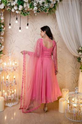 Pink Anarkalin Kurti With Embroidery Work 3