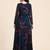 Angrakha style paisley printed flared maxi gown