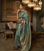 Light Blue Color Silk Blend Woven Handloom Saree
