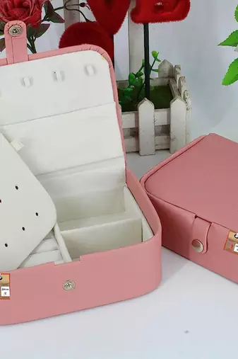 Atorakushon pu leather makeup organizer box set for women and girls for cosmetic travel storage vanity box  peach