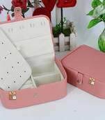 Atorakushon pu leather makeup organizer box set for women and girls for cosmetic travel storage vanity box  peach