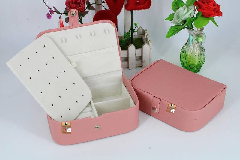 Atorakushon pu leather makeup organizer box set for women and girls for cosmetic travel storage vanity box  peach
