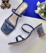 Women blue color double strip heel sandal