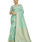 PANCHAAMRIT Women's Cotton Linen Saree With Blouse Piece
