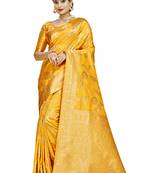 Panchaamrit Self Design, Woven, Floral Print Faux Banarasi Silk Blend, Jacquard Saree