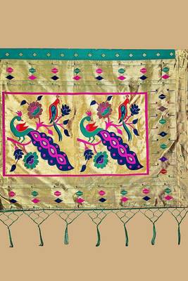  ethnic motif woven design zari work silk blend paithani saree(pthani 02 rama) 5