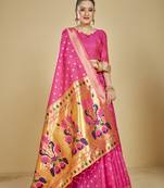  ethnic motif woven design zari work silk blend paithani saree(pthani 01 rani)