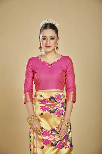  ethnic motif woven design zari work silk blend paithani saree(pthani 01 rani)