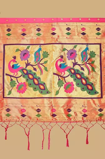  ethnic motif woven design zari work silk blend paithani saree(pthani 02 rani)