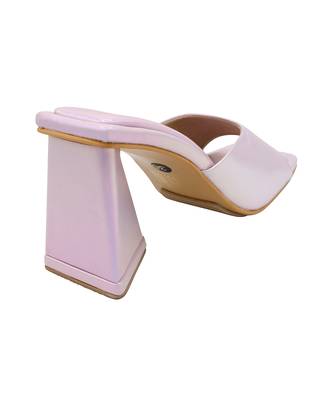 Pink vegan leather medusa holographic block heels 4