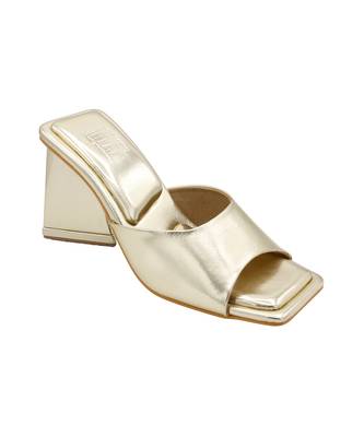 Gold vegan leather oro metallic block heels 2