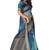 Blue shibori print organza womens saree with blouse