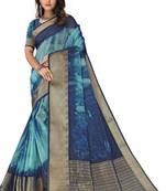 Blue shibori print organza womens saree with blouse