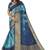 Blue shibori print organza womens saree with blouse