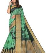 Green shibori print organza womens saree with blouse