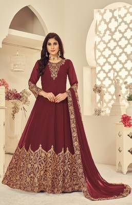 MAROON COLOR DESIGNER HEAVY GEORGETTE WITH CORDING WORK SALWAR SUIT 1