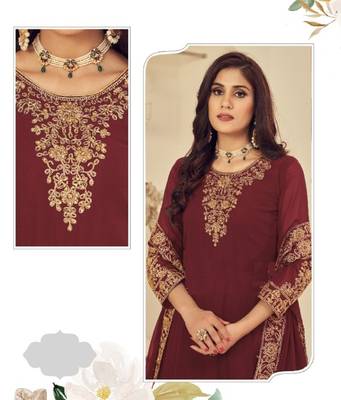 MAROON COLOR DESIGNER HEAVY GEORGETTE WITH CORDING WORK SALWAR SUIT 2