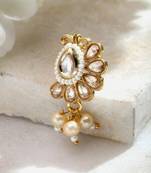 Sasha gold-plated stone-studded & pearl beaded nose pin
