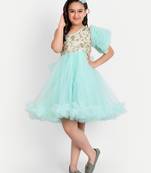 Tilism baby net green one shoulder gown dress