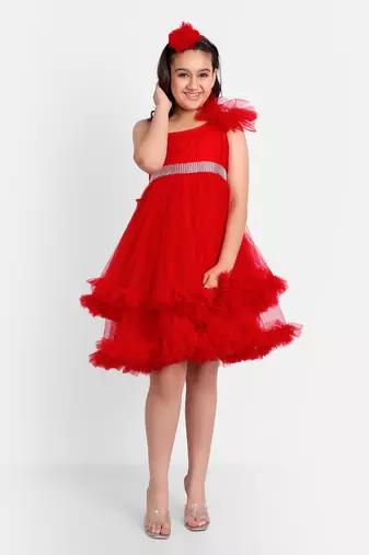 Tilism baby net one shoulder dress