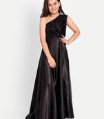 Baby black one shoulder  gown dress