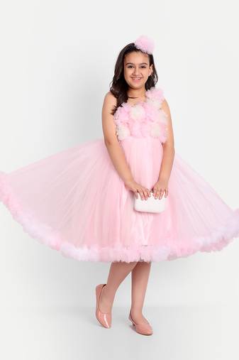 Tilism baby net baby pink flower dress gown dress