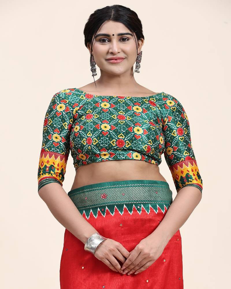 Red Patola Saree With Blouse