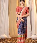 Blue Patola Saree With Blouse