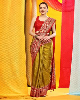 Peach Kanji Varam Saree With Blouse 1