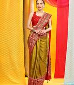 Peach Kanji Varam Saree With Blouse