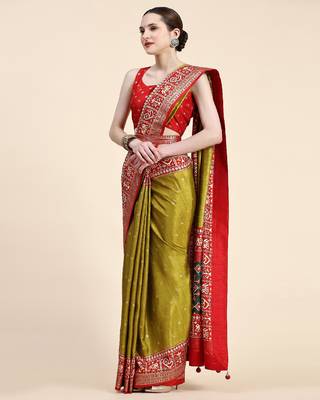 Peach Kanji Varam Saree With Blouse 2