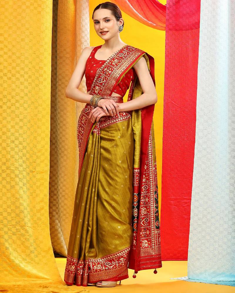 Peach Kanji Varam Saree With Blouse