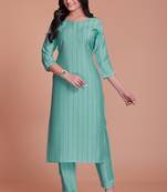 Sky blue color viscos kurti pant