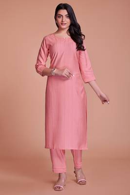 Baby pink color viscos kurti pant 1