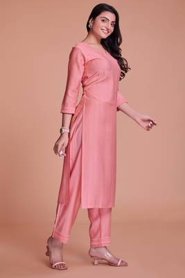 Baby pink color viscos kurti pant 2
