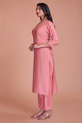 Baby pink color viscos kurti pant 3
