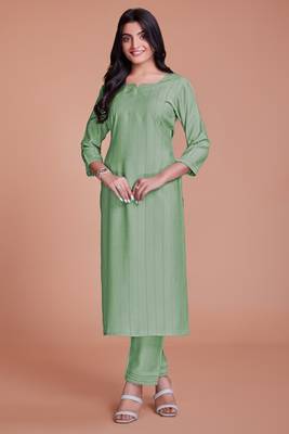 Pista green color viscos kurti pant 1