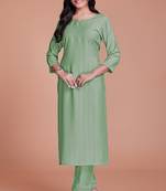 Pista green color viscos kurti pant