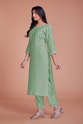 Pista green color viscos kurti pant 2