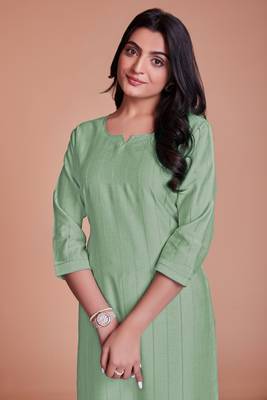 Pista green color viscos kurti pant 4