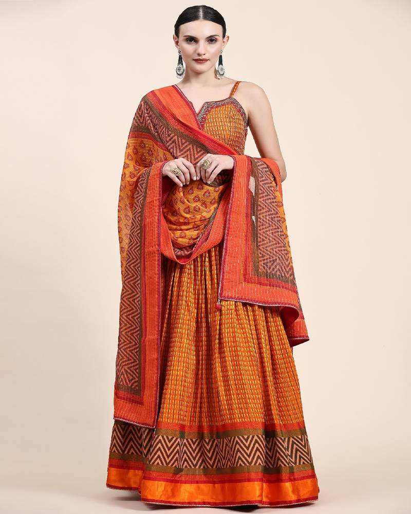 Yellow  Silk Lehnga Choli with Dupatta