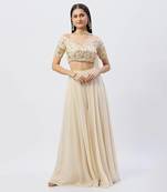 Off White Crop Top Set