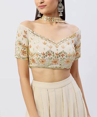 Off White Crop Top Set 2